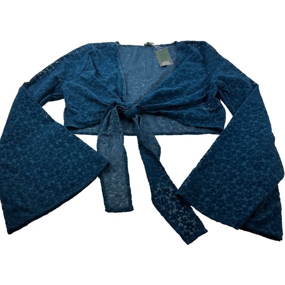 wild fable Tops - Wild Fable Women's Size Medium Blouse Tie Front Long Sleeve Dark Teal New